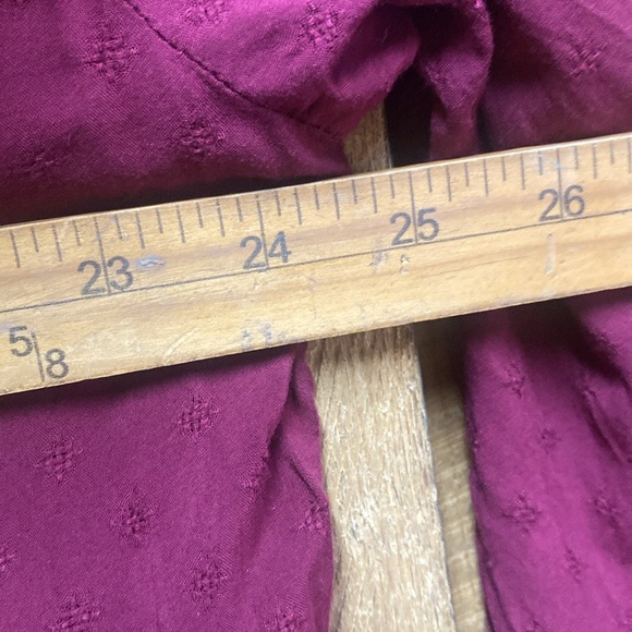 Maurices Burgundy Lace Yoke Long Sleeve Peasant Blouse Size 2 - Picture 7 of 9